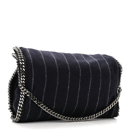 Stella McCartney Wool Stripe Falabella Fold Over Tote Navy 2 of 8