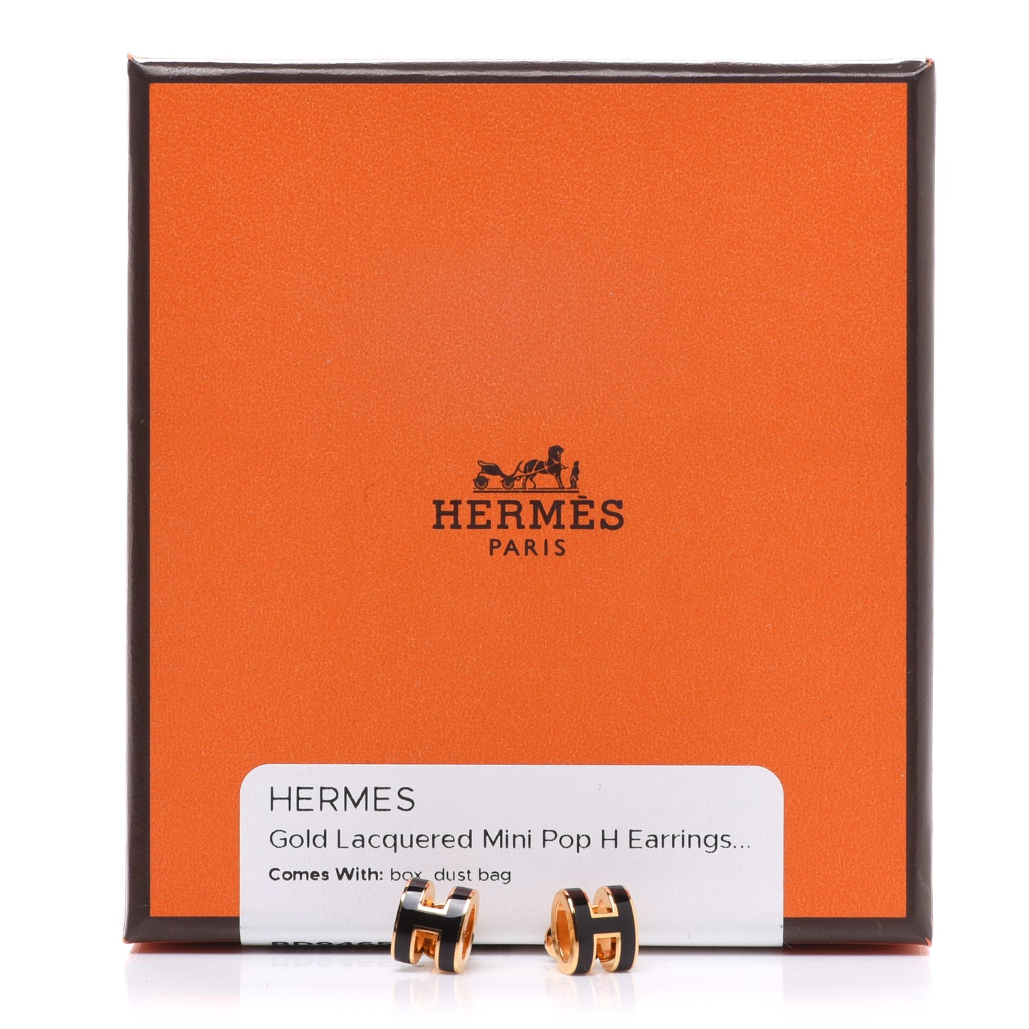 Gold Lacquered Mini Pop H Earrings Black