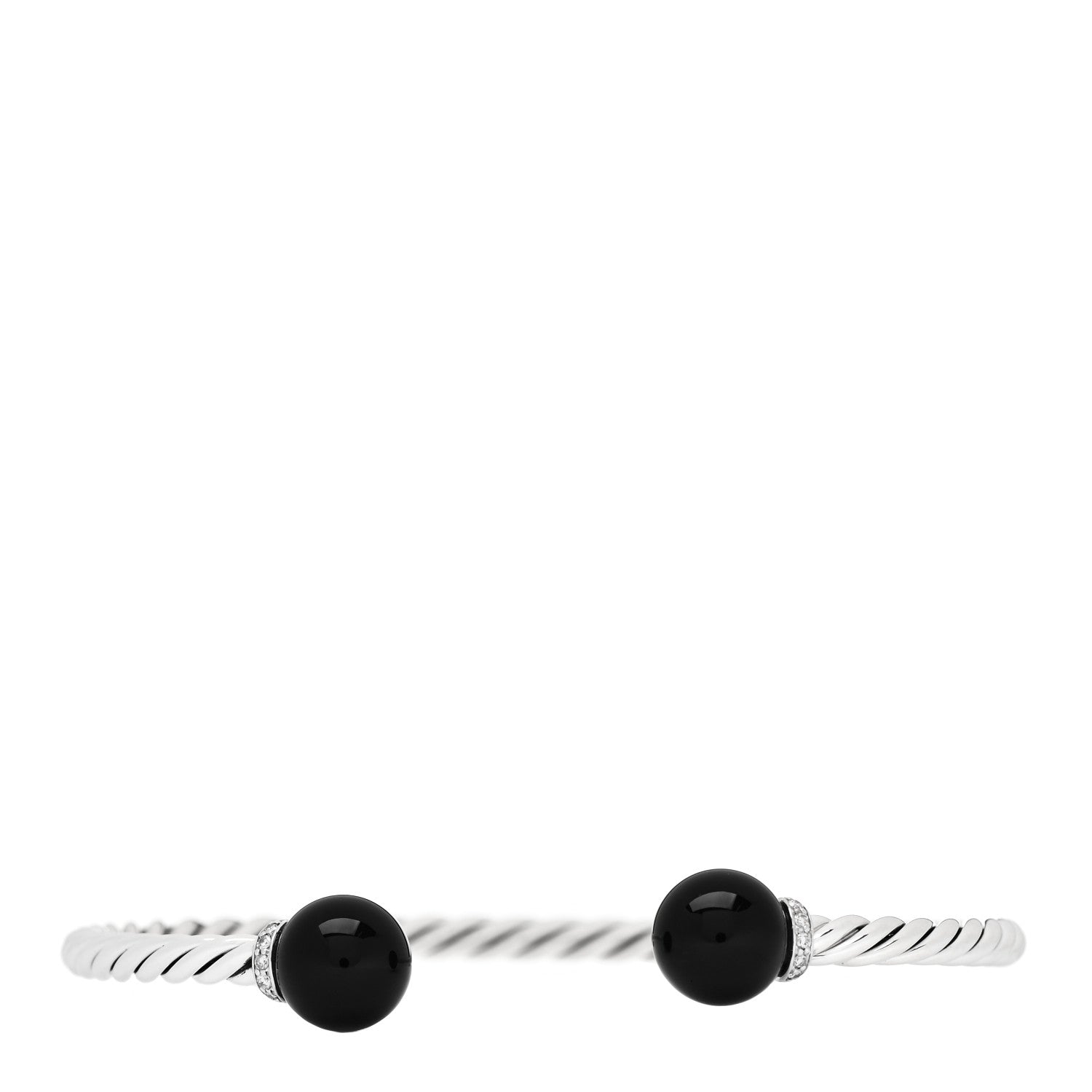 David Yurman Sterling Silver Diamond Onyx 9mm Solari Bracelet 1 of 3
