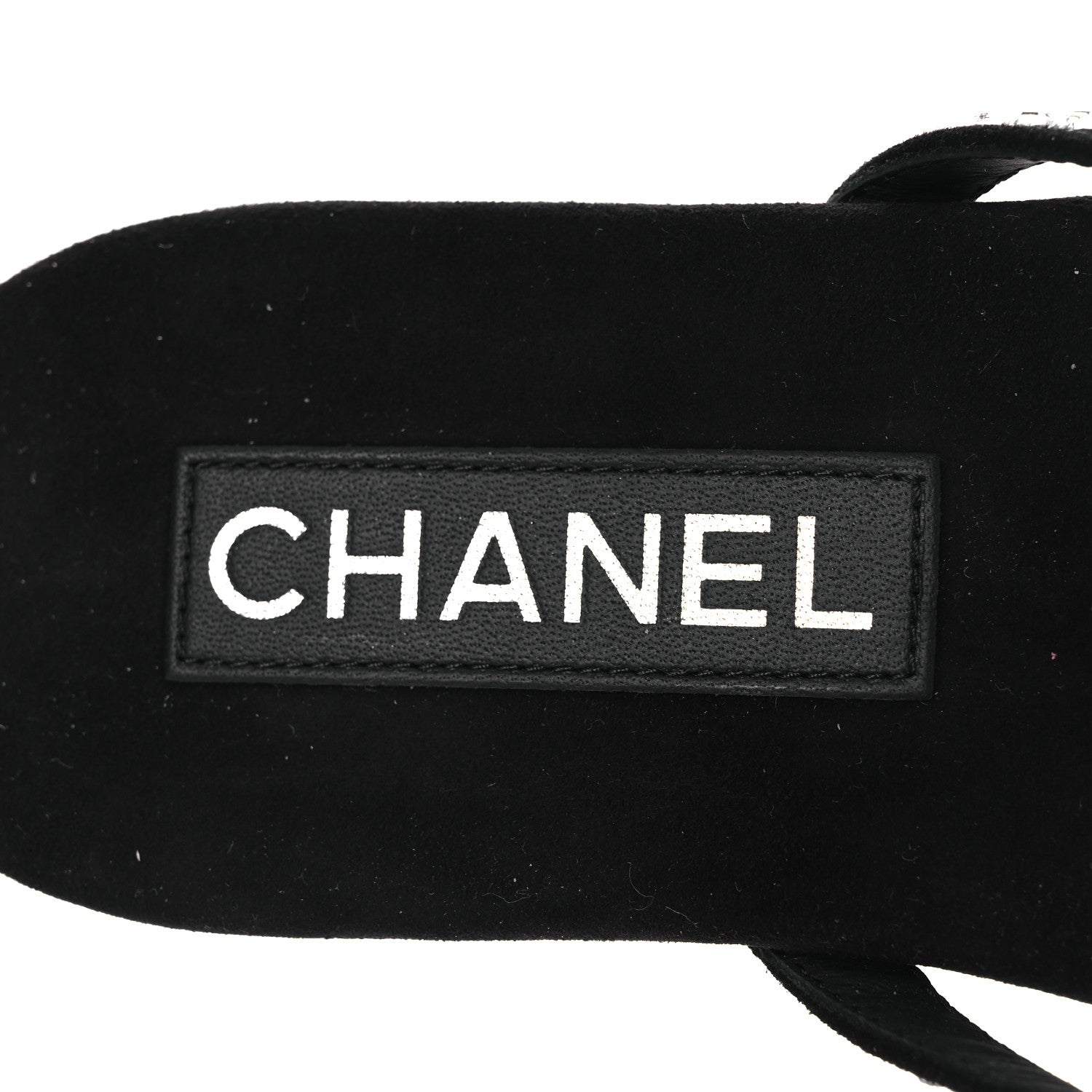 Chanel Suede Kidskin Strass CC Thong Sandals 36.5 Black 38.5 Black 9 of 11
