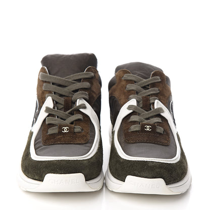 Chanel Fabric Calfskin Suede CC Womens Sneakers 39 Khaki 2 of 10