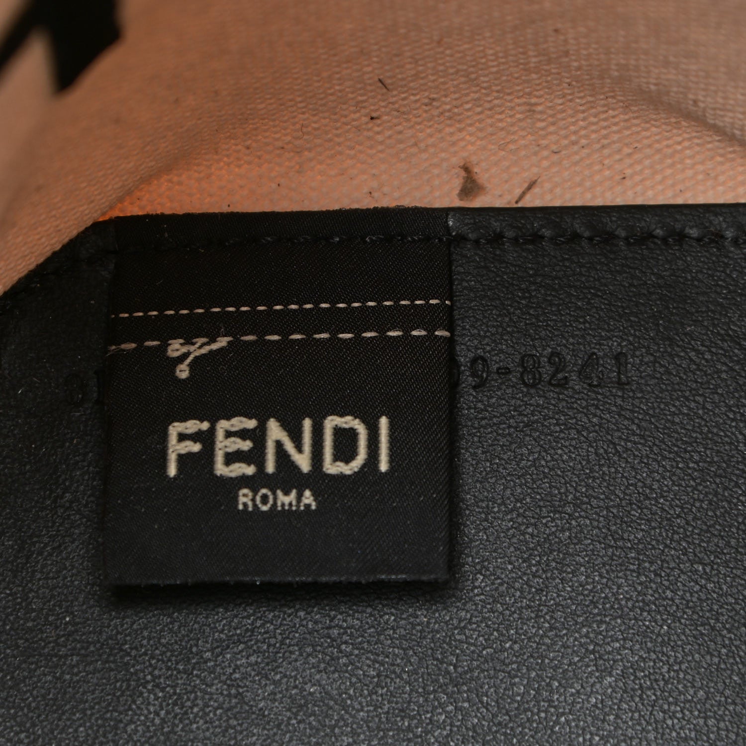 Fendi Canvas Vitello Grace F is Fendi Logo Embroidered Mini Mon Tresor Bucket Bag Grezzo Black 9 of 12