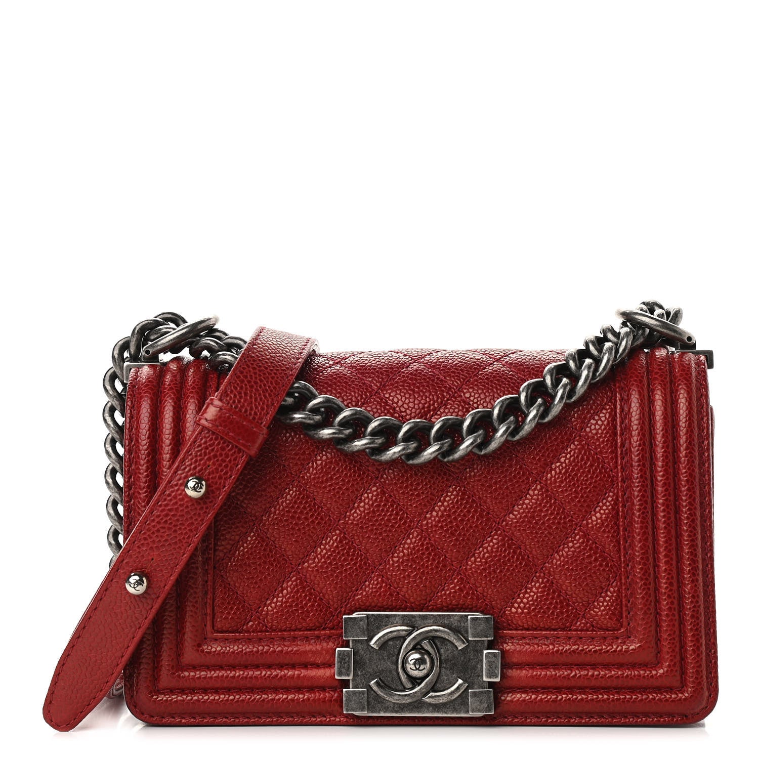 Chanel Caviar Quilted Small Boy Flap Dark Red 1 of 11