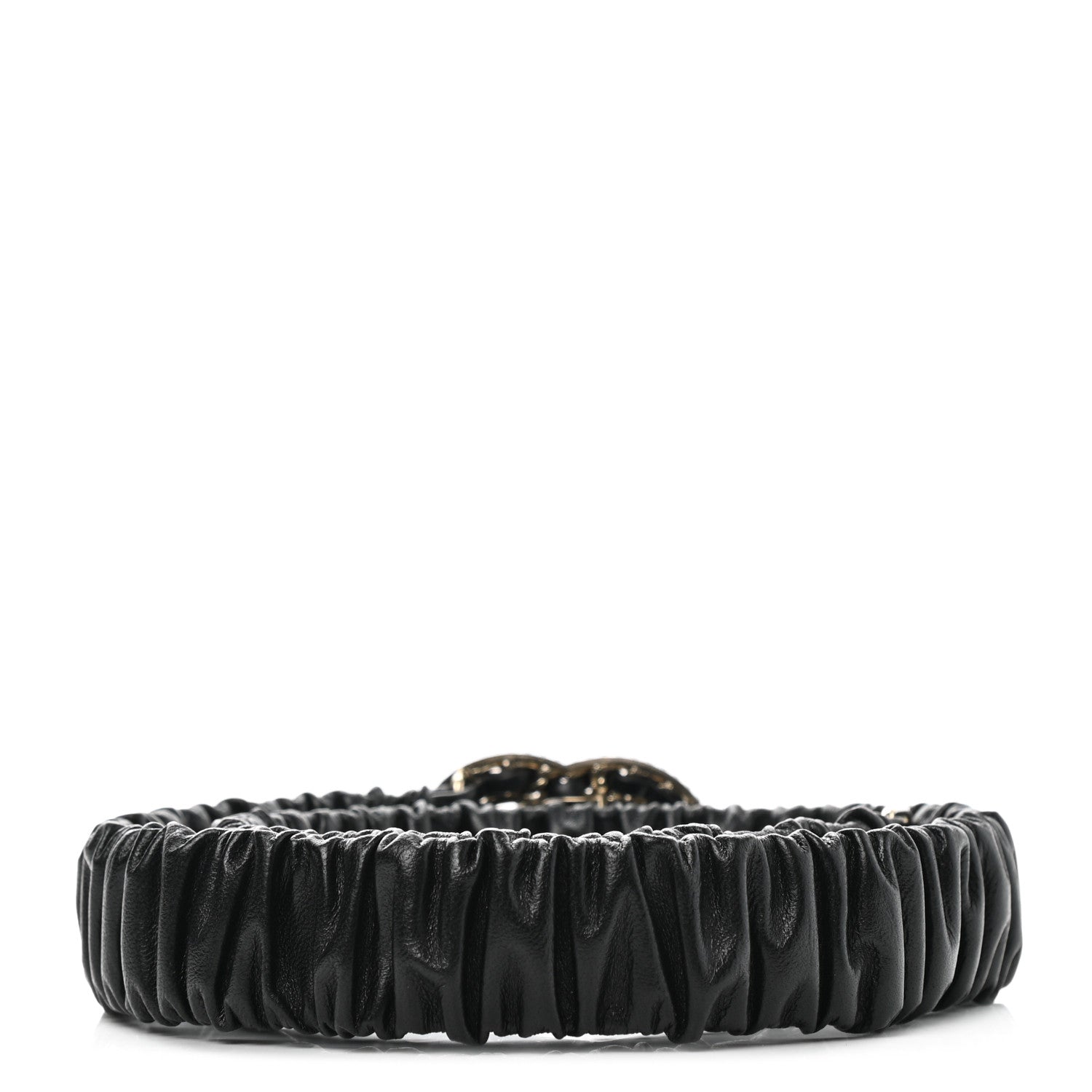 Chanel Lambskin Metal Strass Ruched Chain CC Belt 75 30 Black 2 of 6