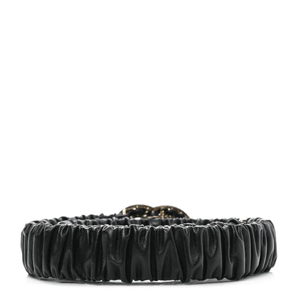 Chanel Lambskin Metal Strass Ruched Chain CC Belt 75 30 Black 2 of 6