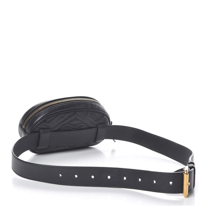 Gucci Calfskin Matelasse GG Marmont Belt Bag 85 34 Black 3 of 13