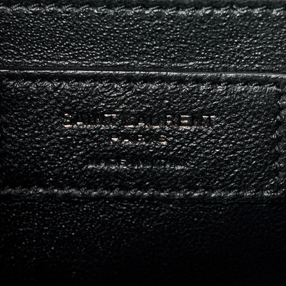 Saint Laurent Grain De Poudre Textured Mixed Matelasse Triquilt Medium Monogram Monochrome Satchel Black 7 of 11