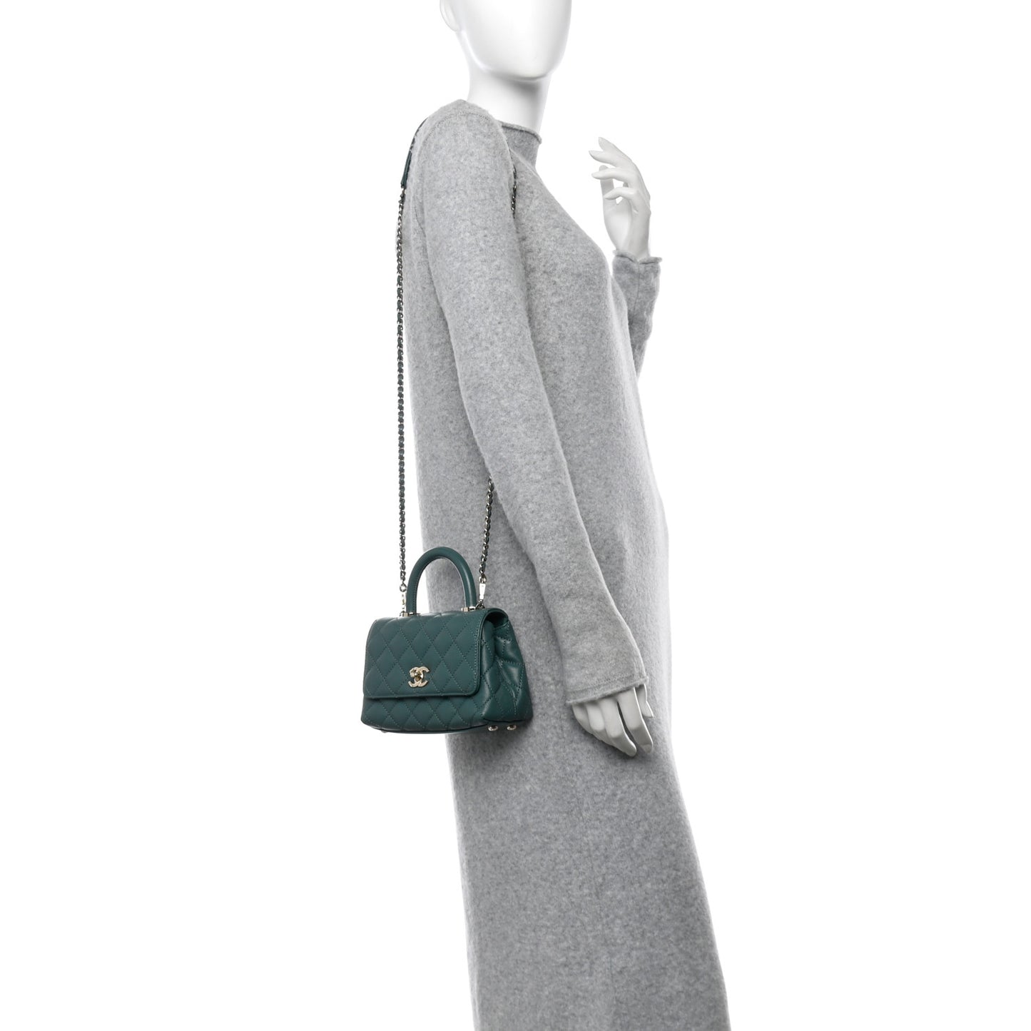 Caviar Quilted Extra Mini Coco Handle Flap Green