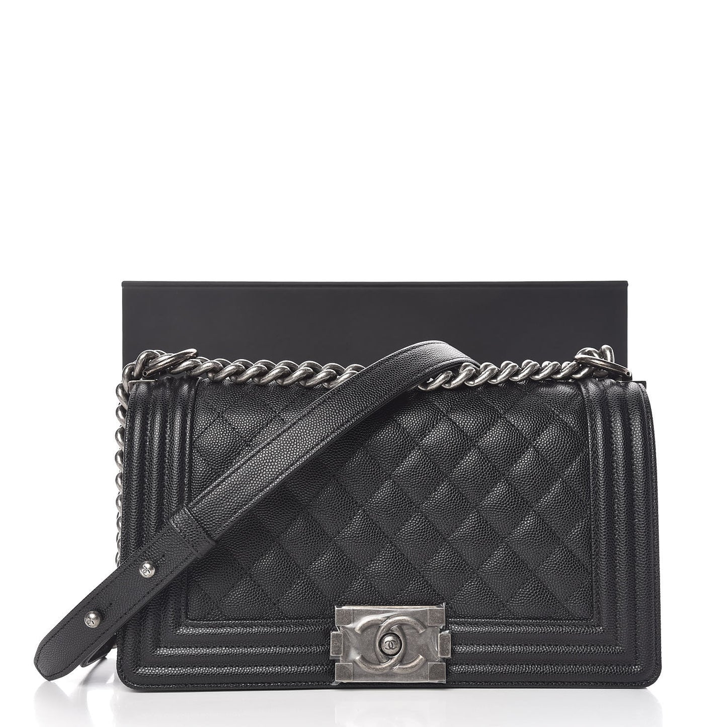 Caviar Quilted Medium Boy Flap Black