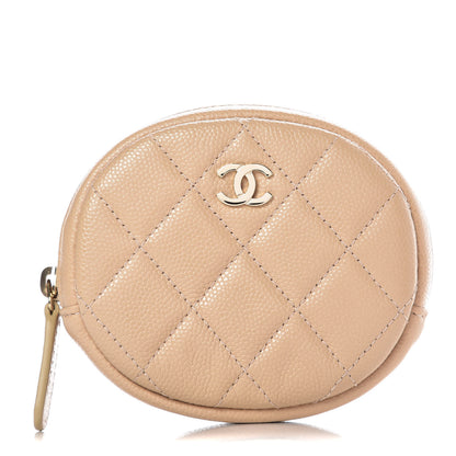 Chanel Caviar Quilted Zip Around Classic Coin Purse Beige 1 of 8