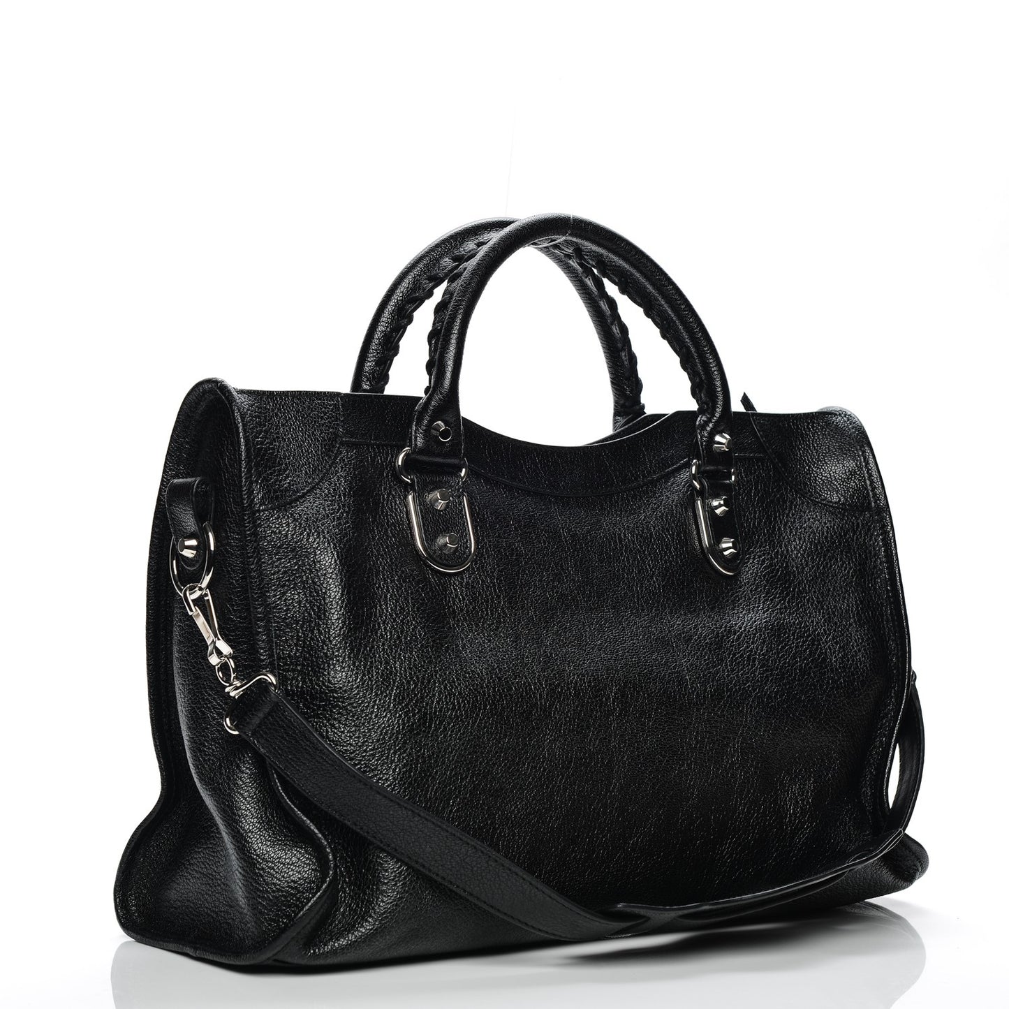 Chevre Silver Metallic Edge Hardware City Black