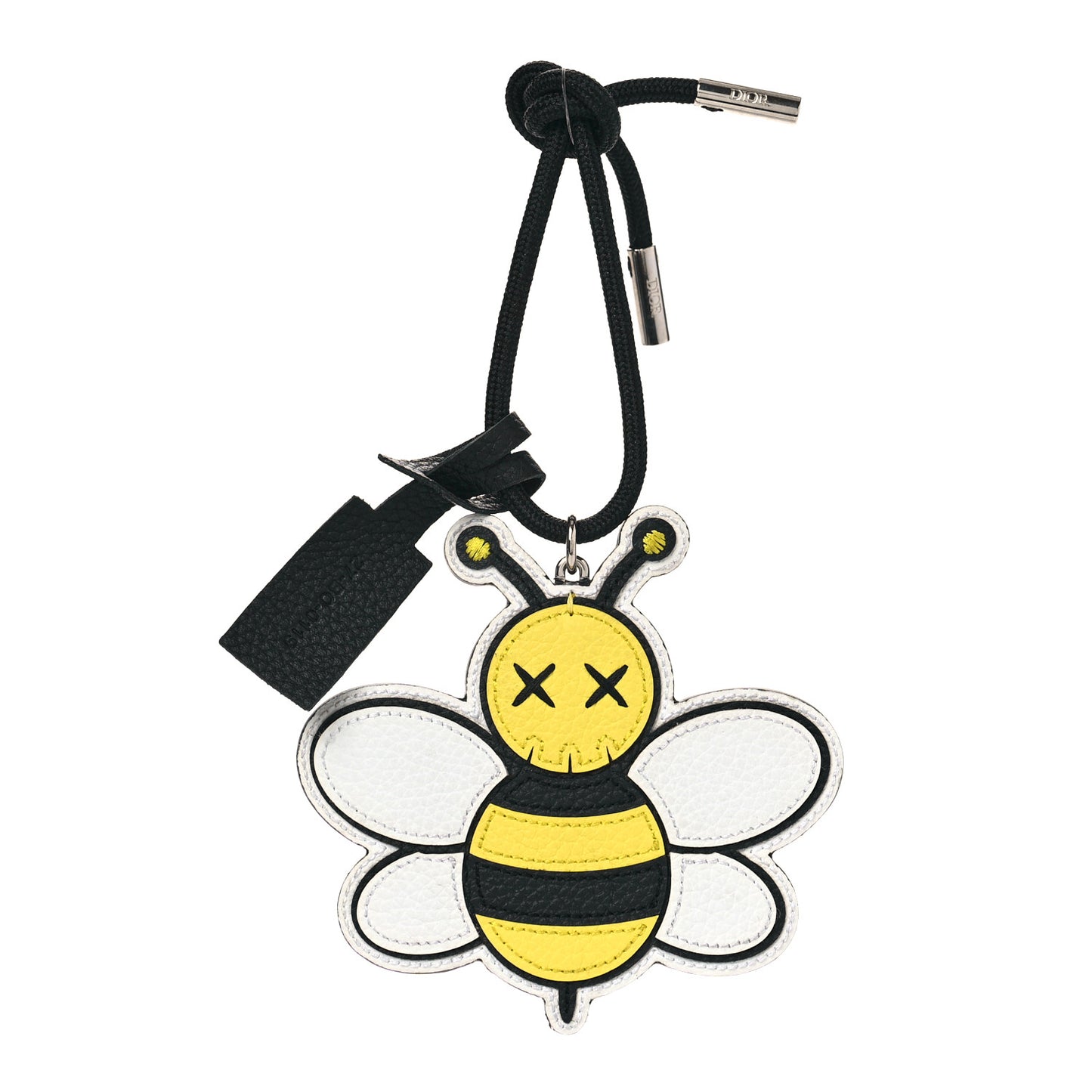 x KAWS Grained Calfskin Bee Charm Key Ring Yellow