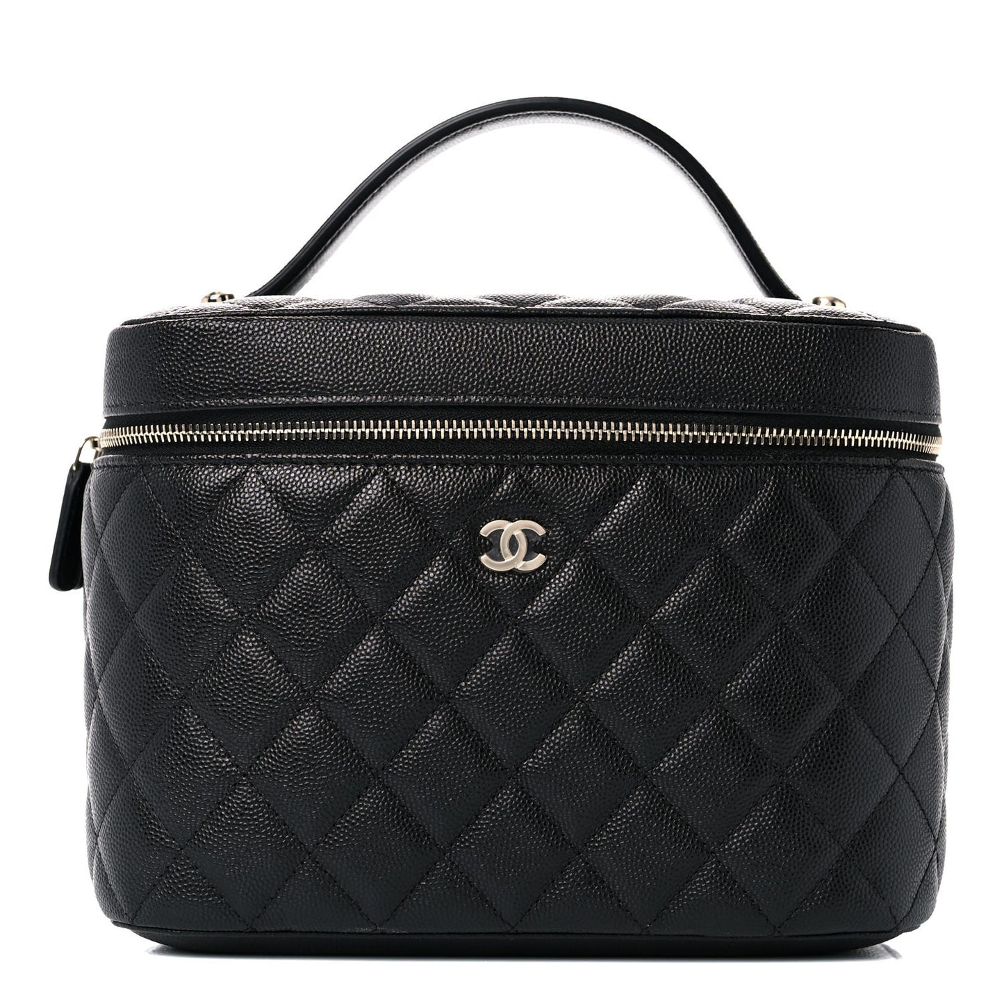Caviar Quilted Large Vanity Pouch Black