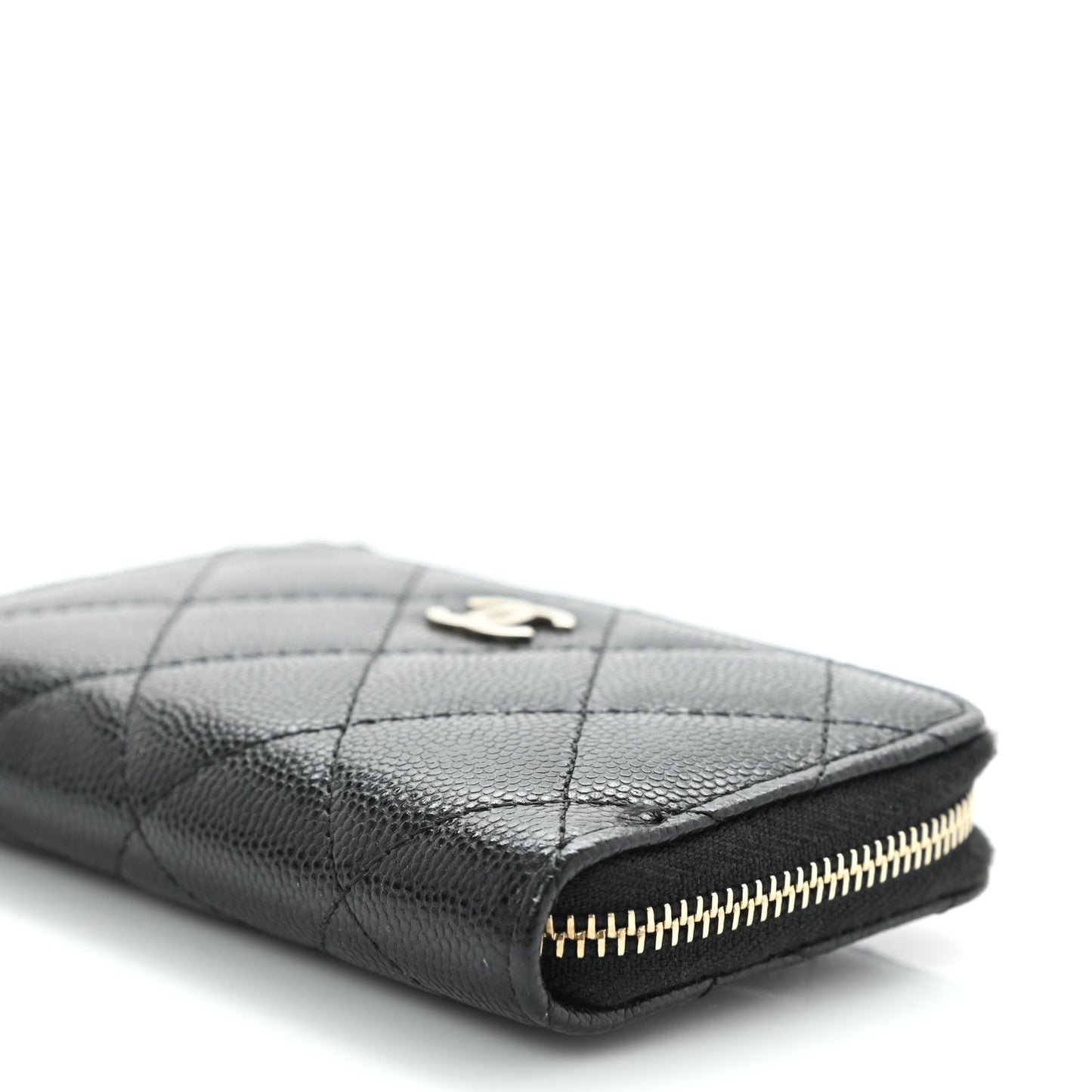 Caviar Quilted Zipped Key Holder Case Black