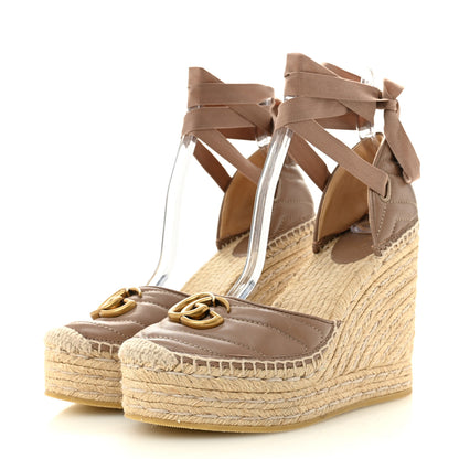 Gucci Nappa Matelasse GG Marmont Ankle Wrap Platform 35/120mm Espadrille Wedges 38 Porcelain Rose 4 of 10
