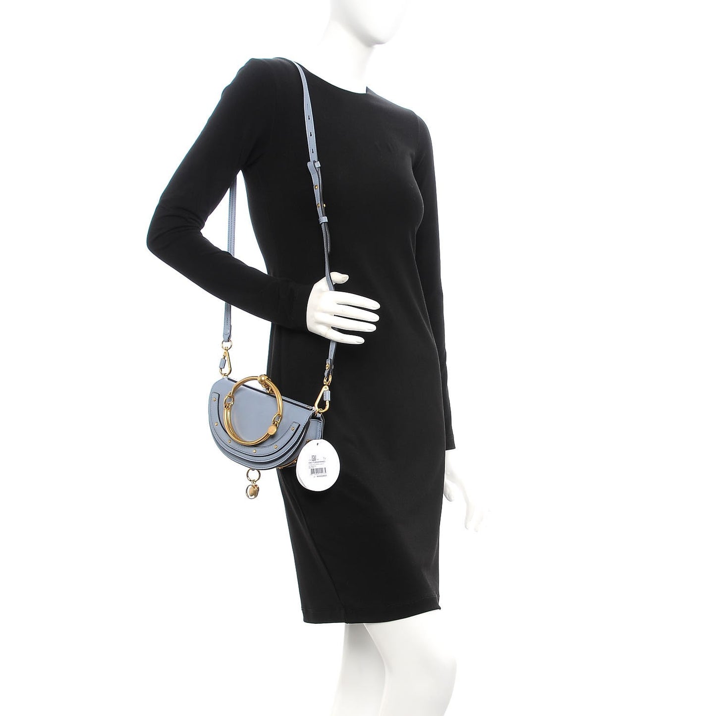 Calfskin Small Nile Bracelet Minaudiere Bag Washed Blue
