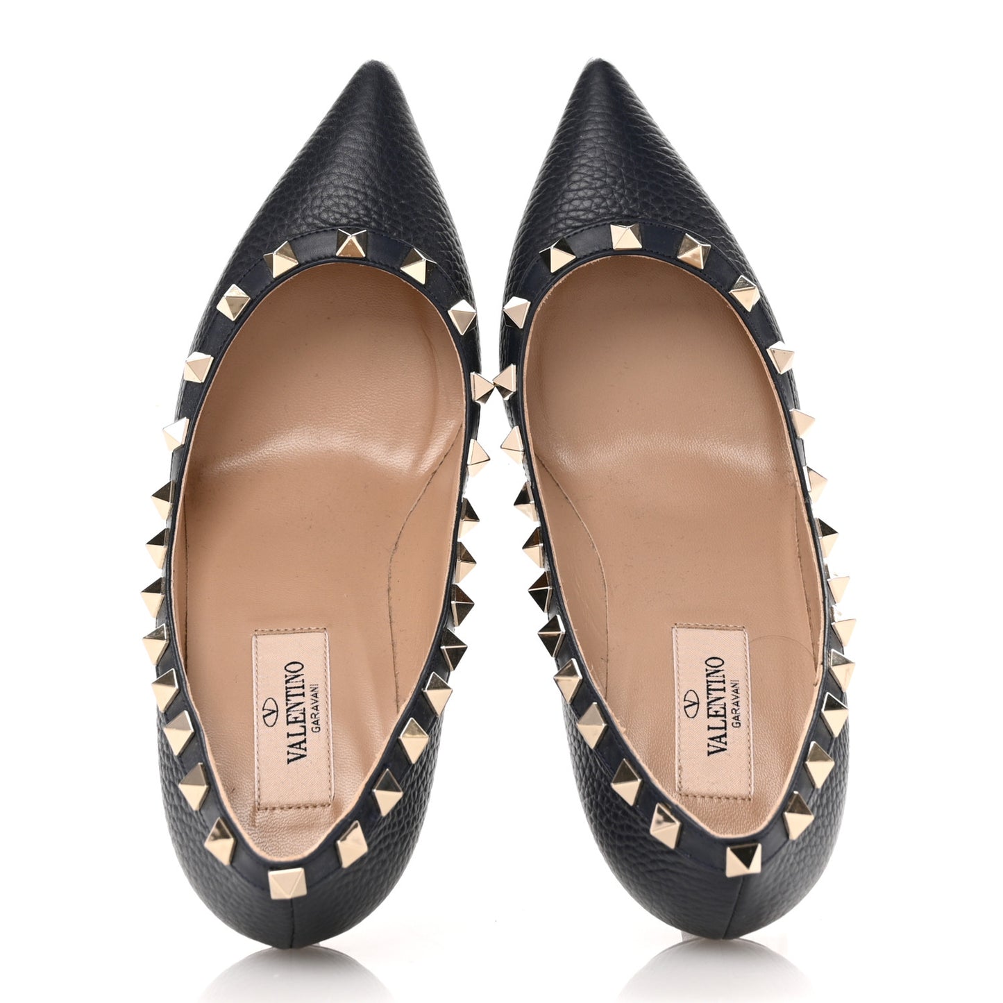 Pebbled Calfskin Rockstud 85mm Pumps 36 Marine