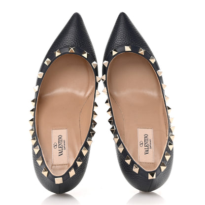 Valentino Garavani Pebbled Calfskin Rockstud 85mm Pumps 36 Marine 2 of 10