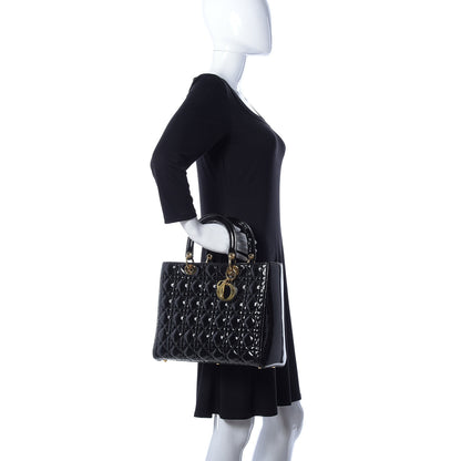 Christian Dior Patent Cannage Large Lady Dior Black 3 of 10