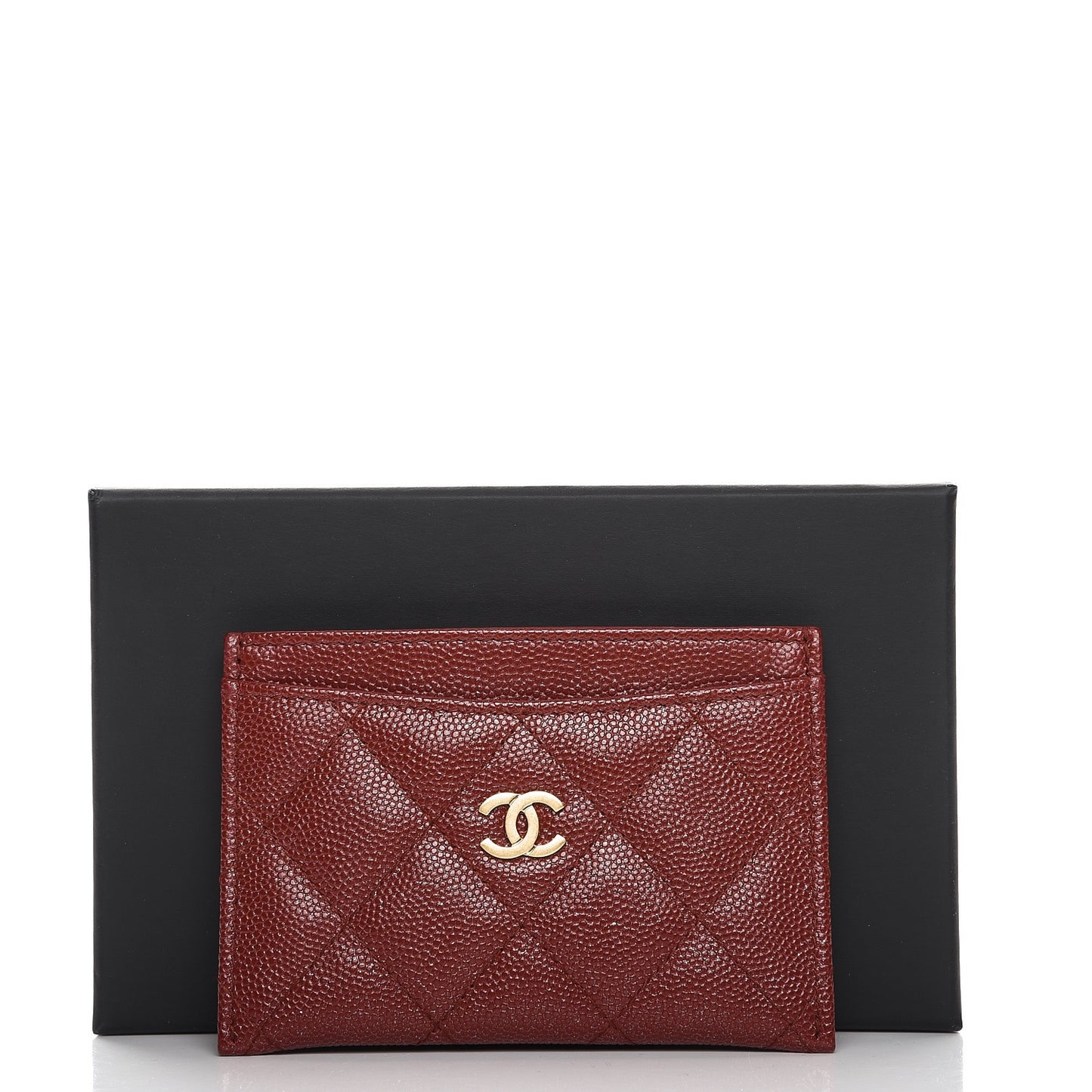 Caviar Quilted Card Holder Red