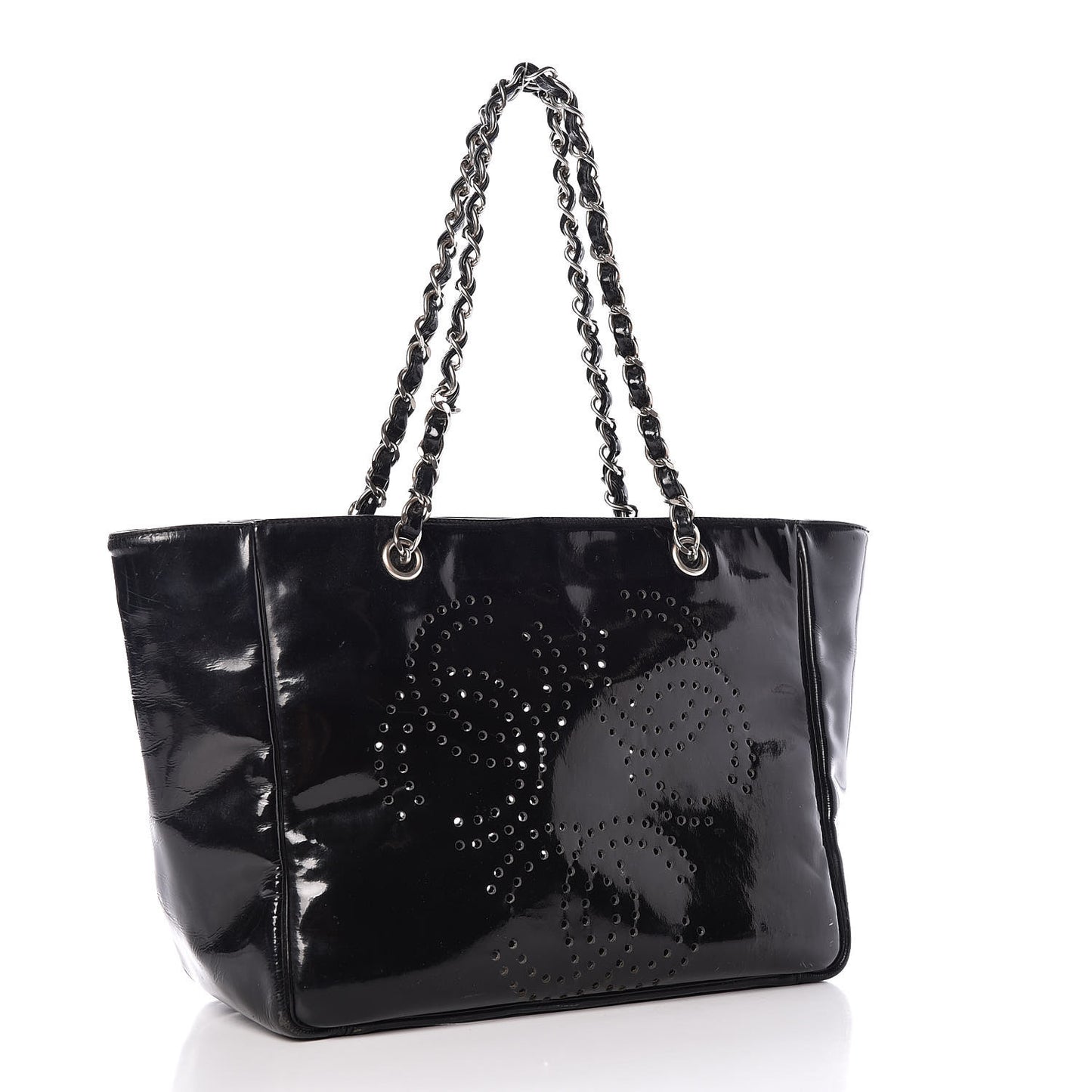 Patent Perforated CC Tote Black