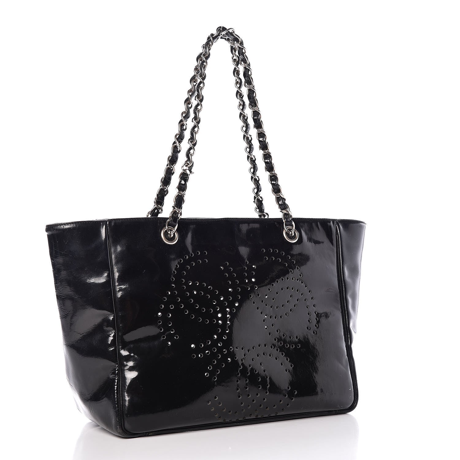 Chanel Patent Perforated CC Tote Black 3 of 16