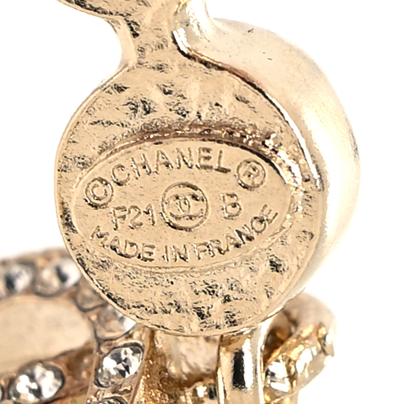 Chanel Crystal CC Drop Earrings Gold 4 of 4