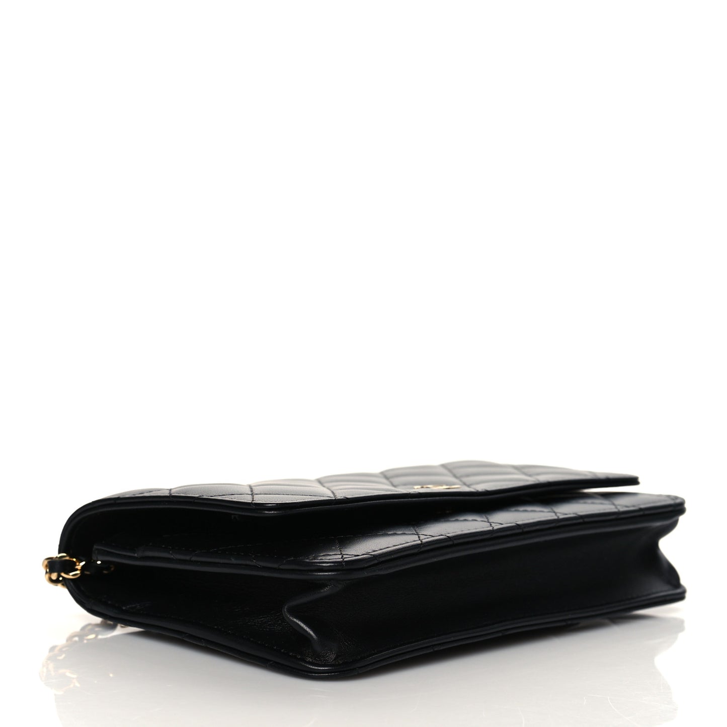 Lambskin Quilted Wallet On Chain WOC Black
