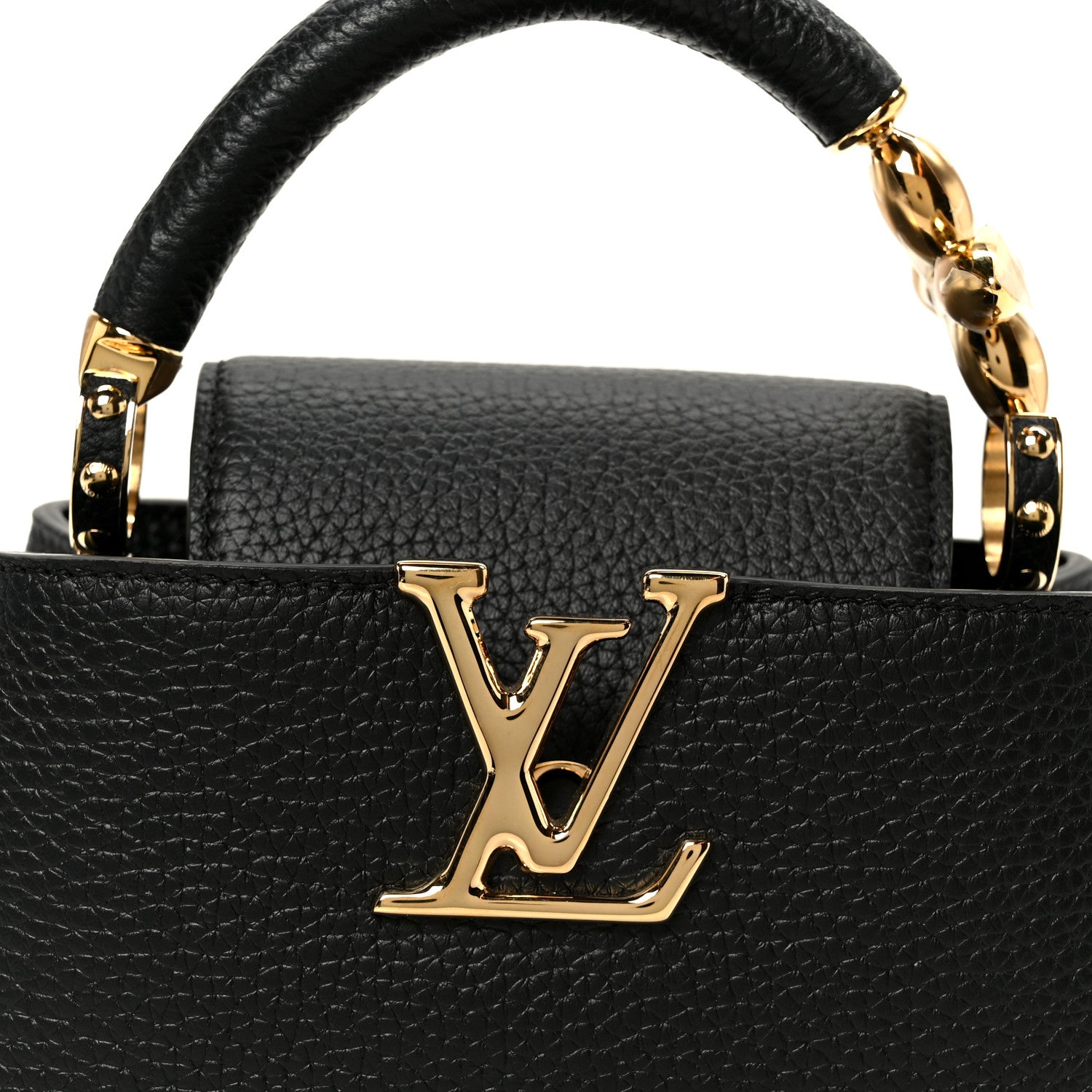 Louis Vuitton Taurillon Embellished Flower Handle Capucines Mini Black 7 of 9