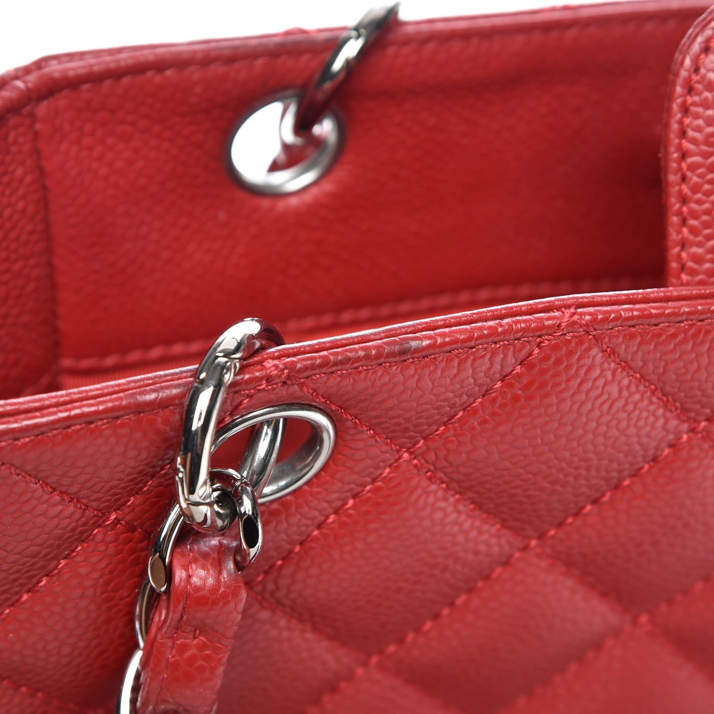 Caviar Quilted Petit Shopping Tote PST Red