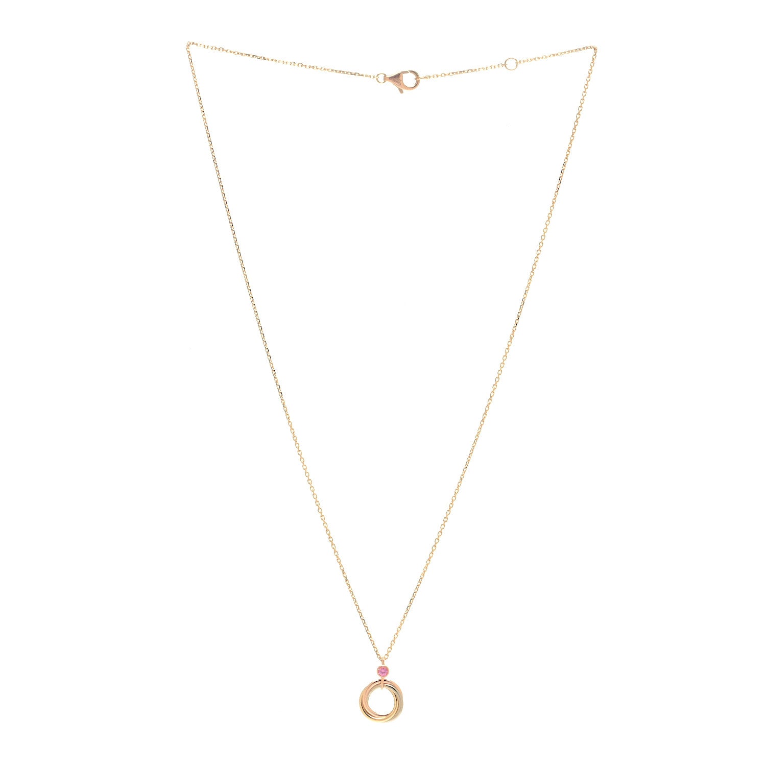 Cartier 18K Pink Yellow White Gold Pink Spinel Trinity Pendant Necklace 2 of 5