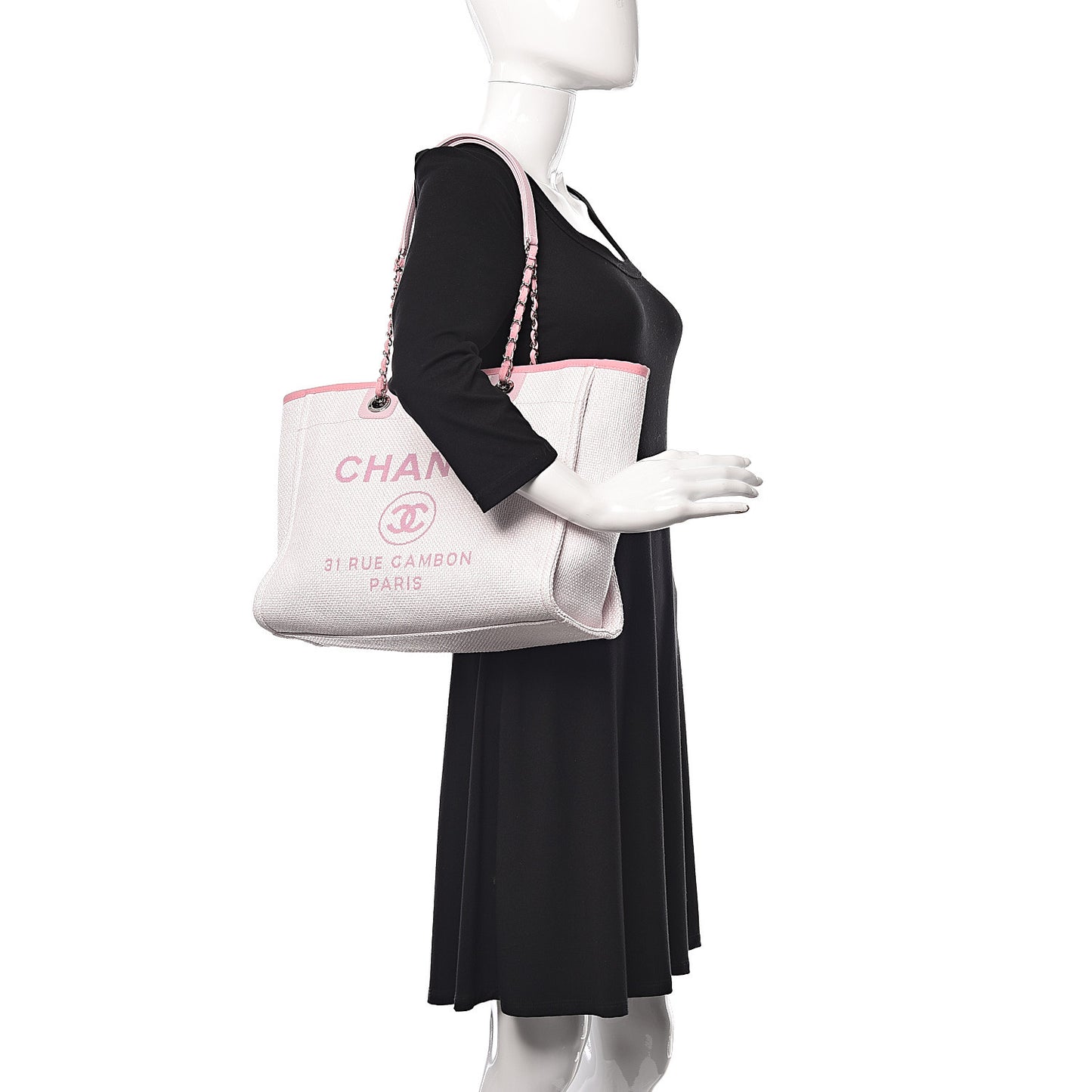 Woven Straw Raffia Small Deauville Tote Pink