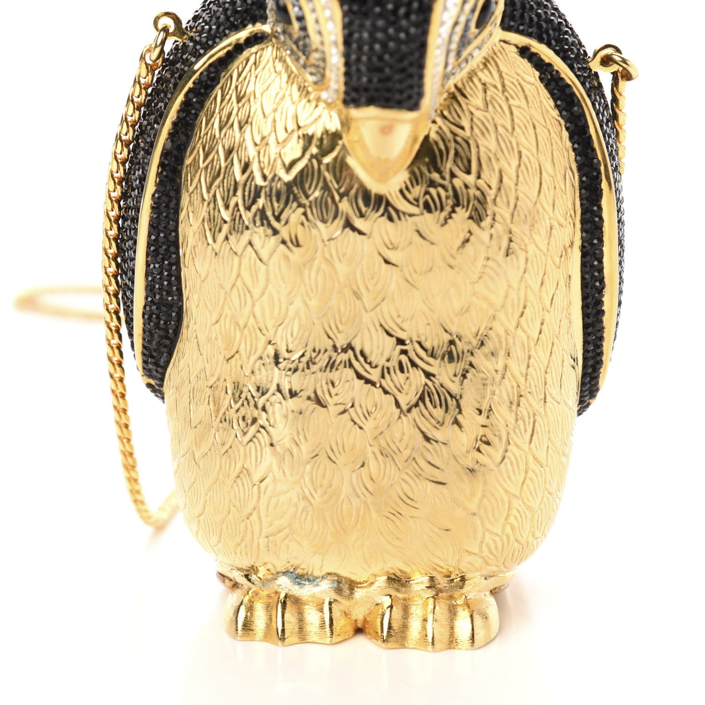 Crystal Penguin Minaudiere Clutch Black Gold
