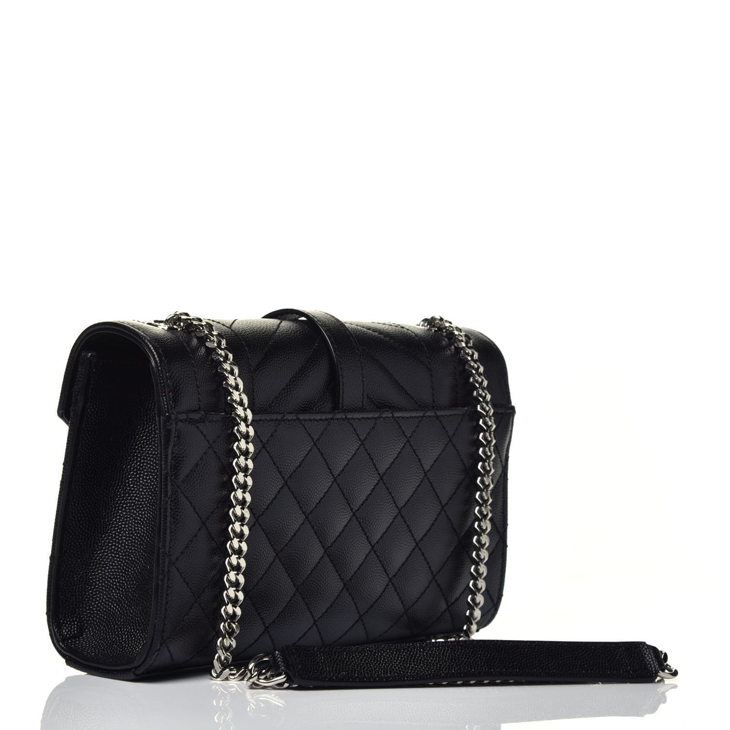 Grain De Poudre Textured Mixed Matelasse Triquilt Small Monogram Satchel Black