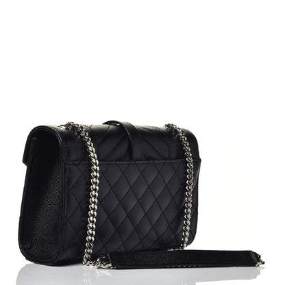 Saint Laurent Grain De Poudre Textured Mixed Matelasse Triquilt Small Monogram Satchel Black 3 of 8