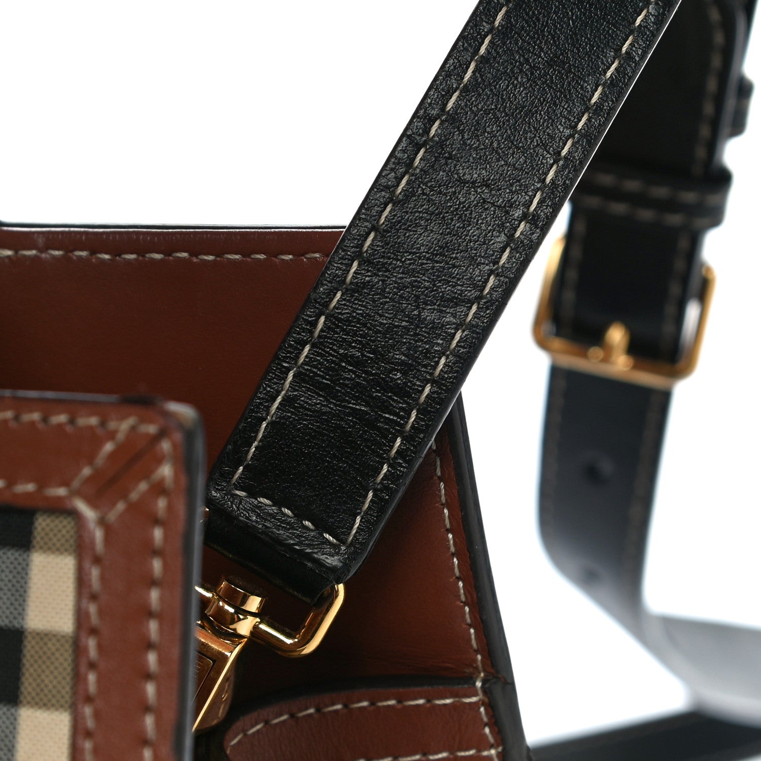 Burberry Calfskin Vintage Check Mini Two Handle Title Bag Black 18 of 24