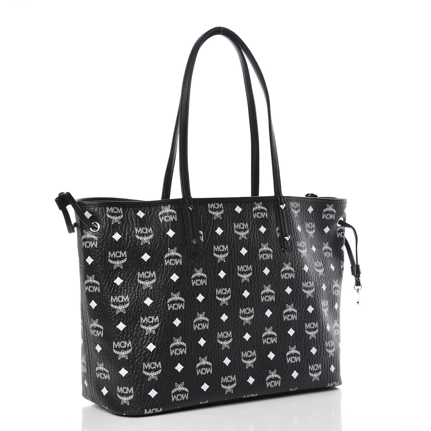 MCM Visetos Medium Reversible Shopper Tote Black 5 of 16