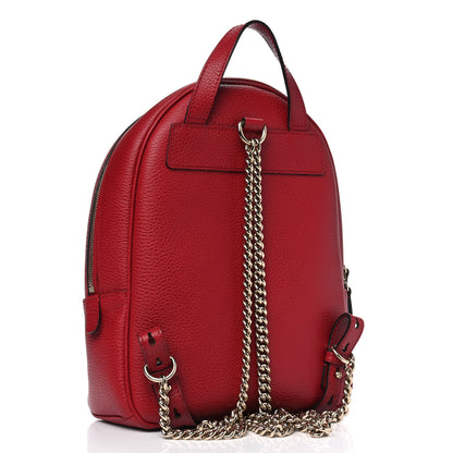 Gucci Pebbled Calfskin Soho Chain Backpack Hibiscus Red 2 of 4