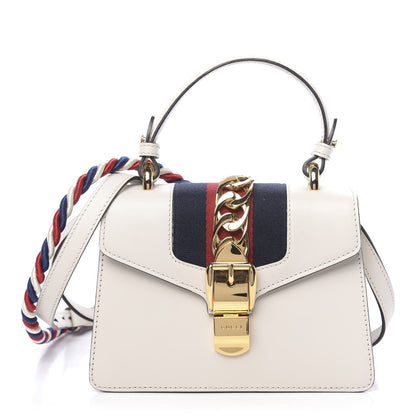 Gucci Calfskin Mini Sylvie Top Handle Bag White 1 of 13