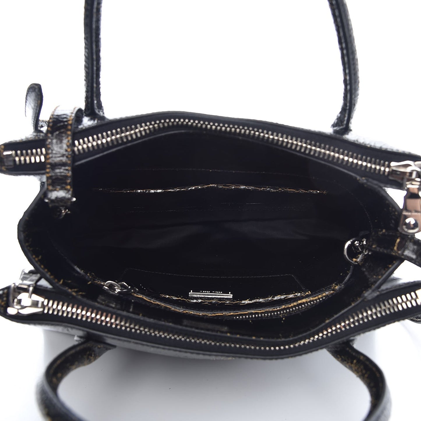 Calfskin Craquele Shopping Bag Ebano