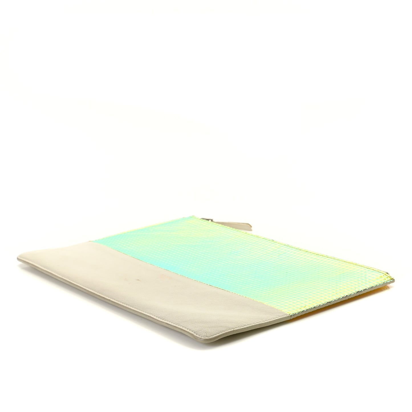 Lambskin Bi-Color Solo Clutch Pouch White