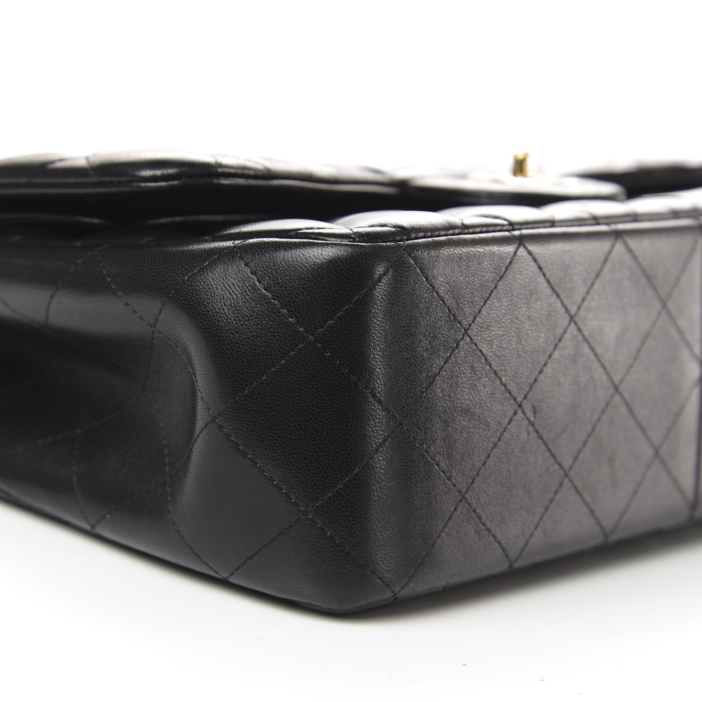 Lambskin Quilted Jumbo Double Flap Black