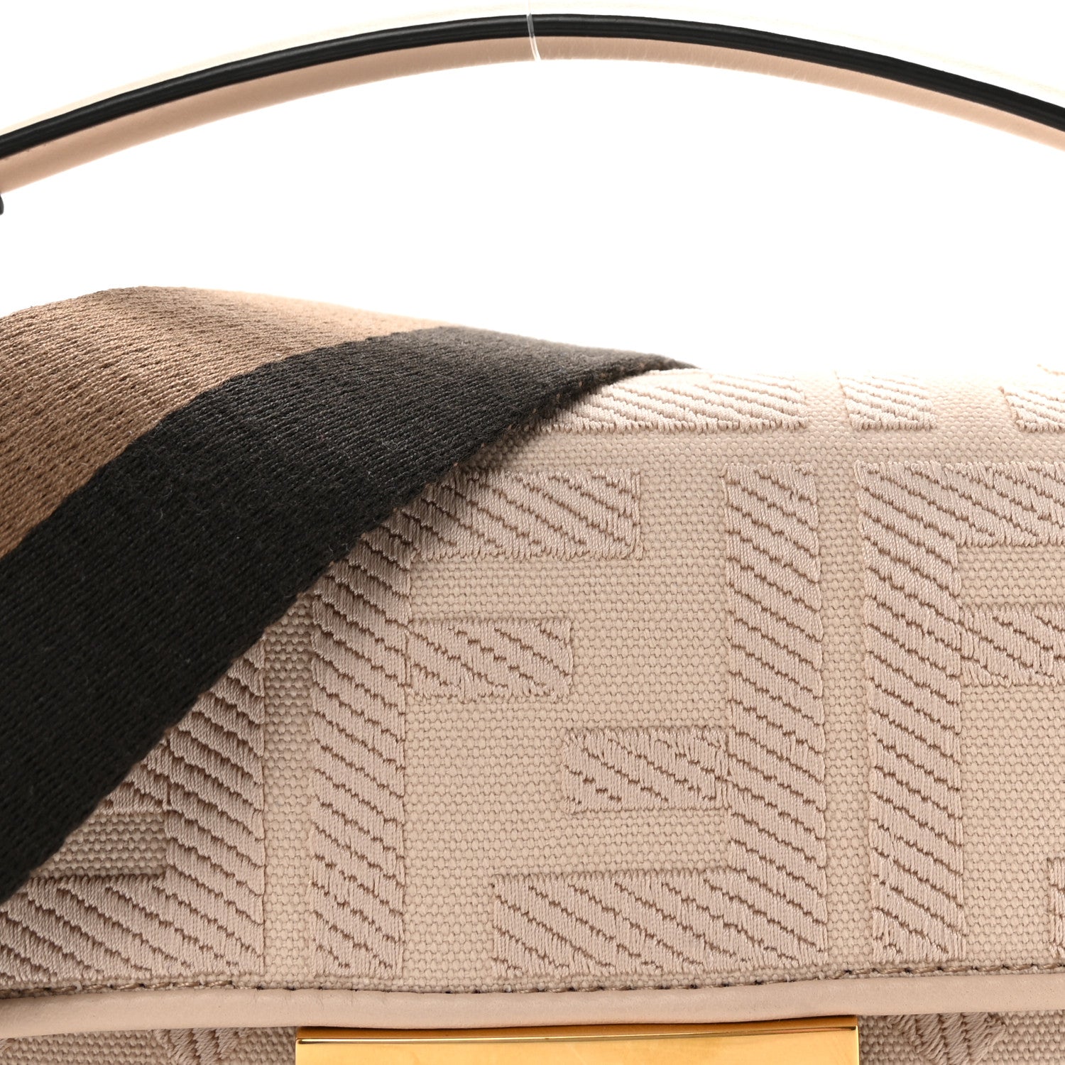 Fendi Canvas Vitello King Bi-Color Strap FF Embroidered Mini Baguette Poudre 7 of 9