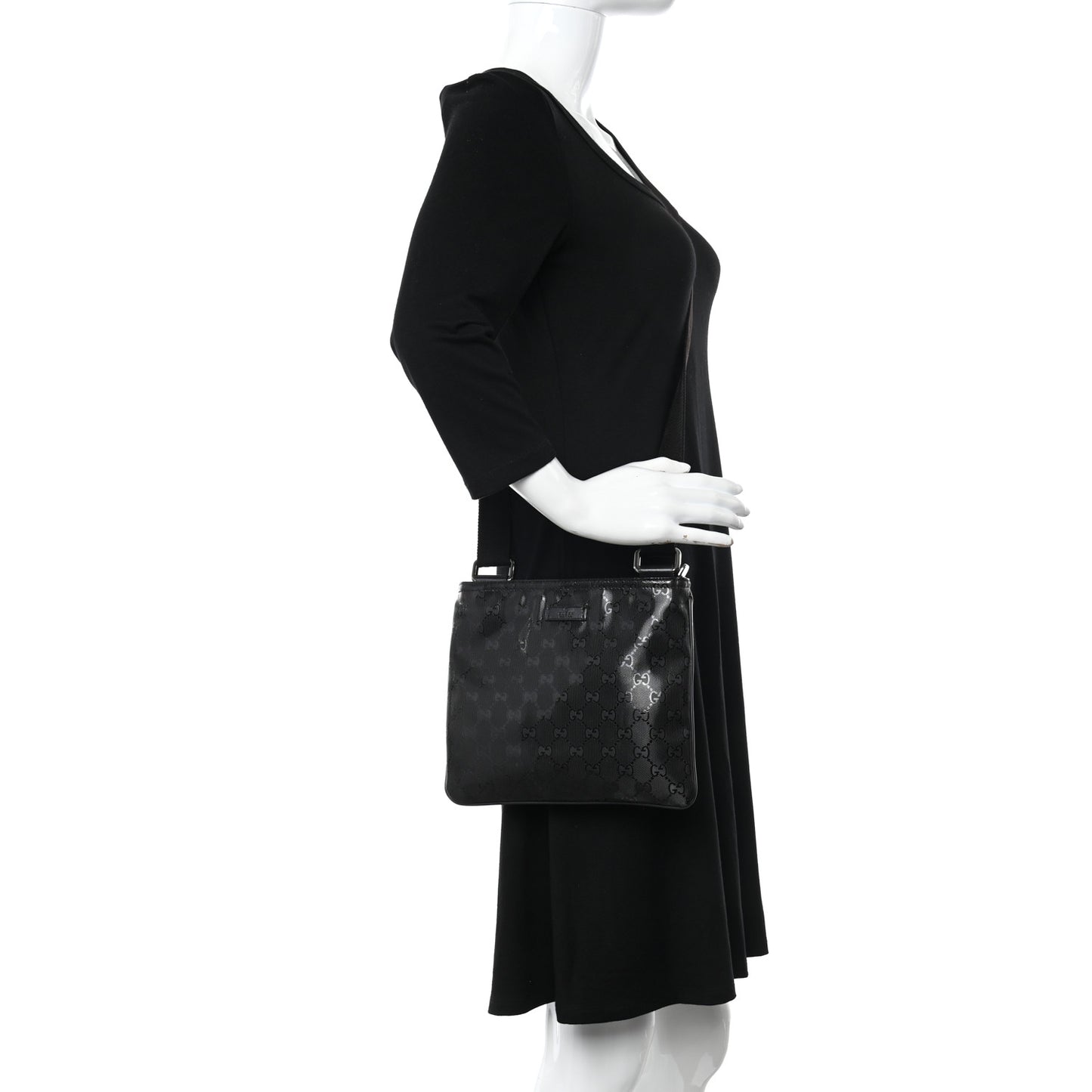 Imprime Monogram Small Flat Messenger Bag Black