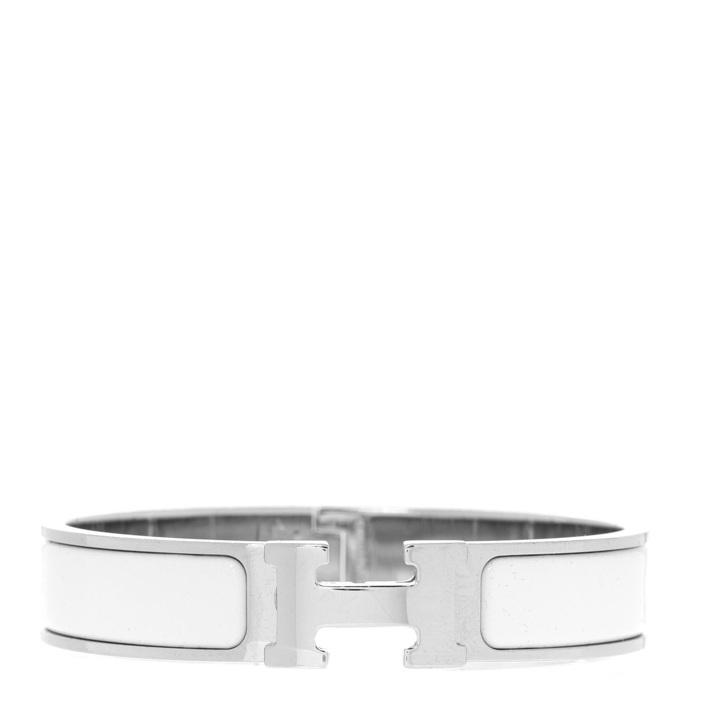 Enamel Narrow Clic Clac H Bracelet GM White