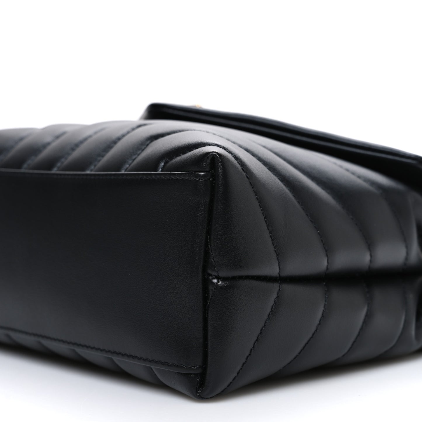 Calfskin Y Quilted Monogram Small Loulou Chain Satchel Black