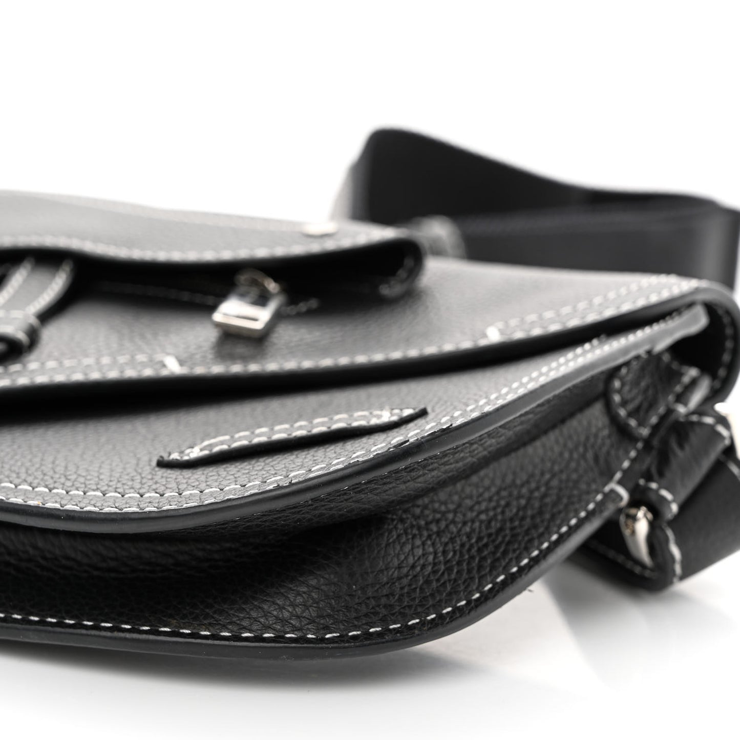 X KAWS Grained Calfskin Saddle Pouch Black