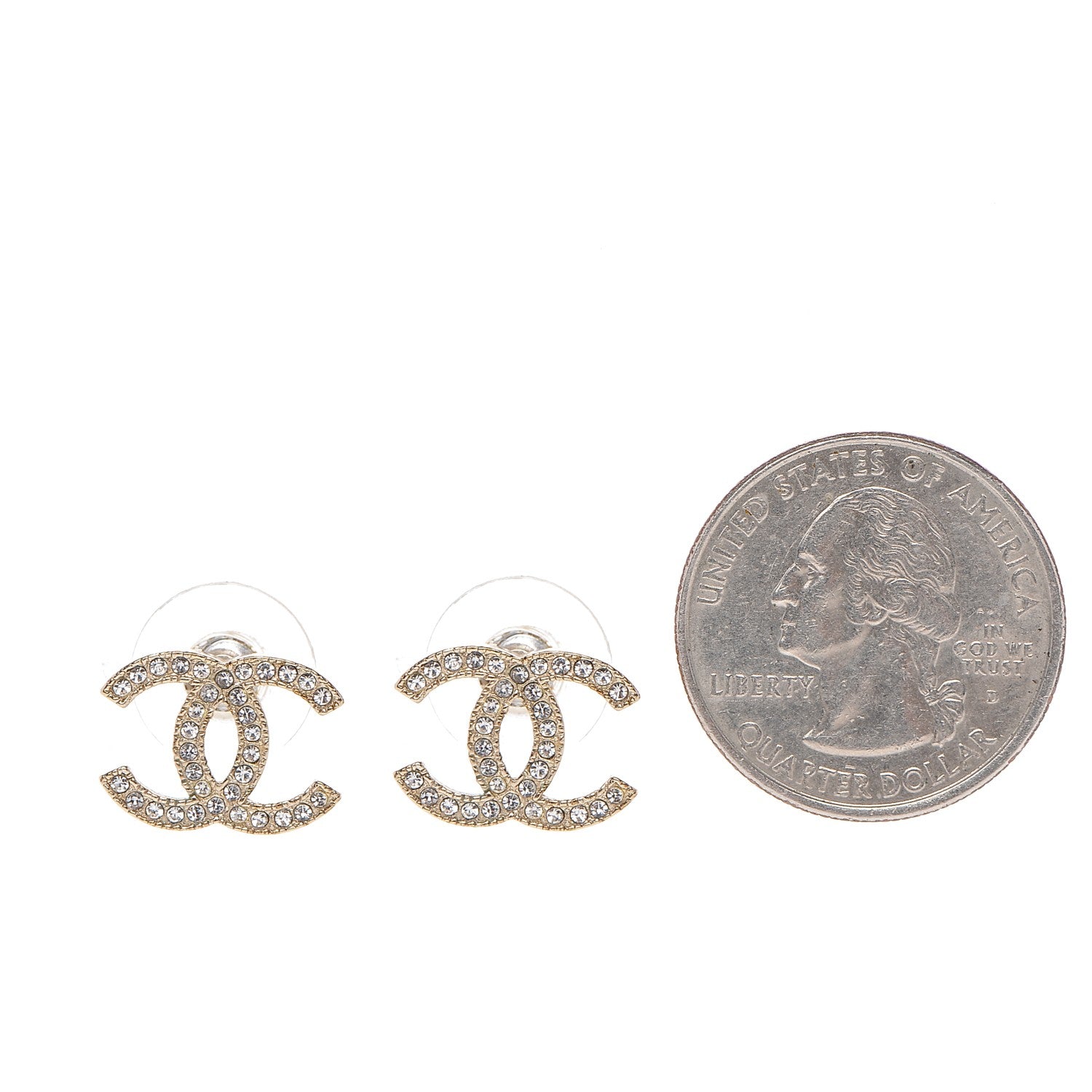 Chanel Crystal CC Earrings Gold 2 of 5