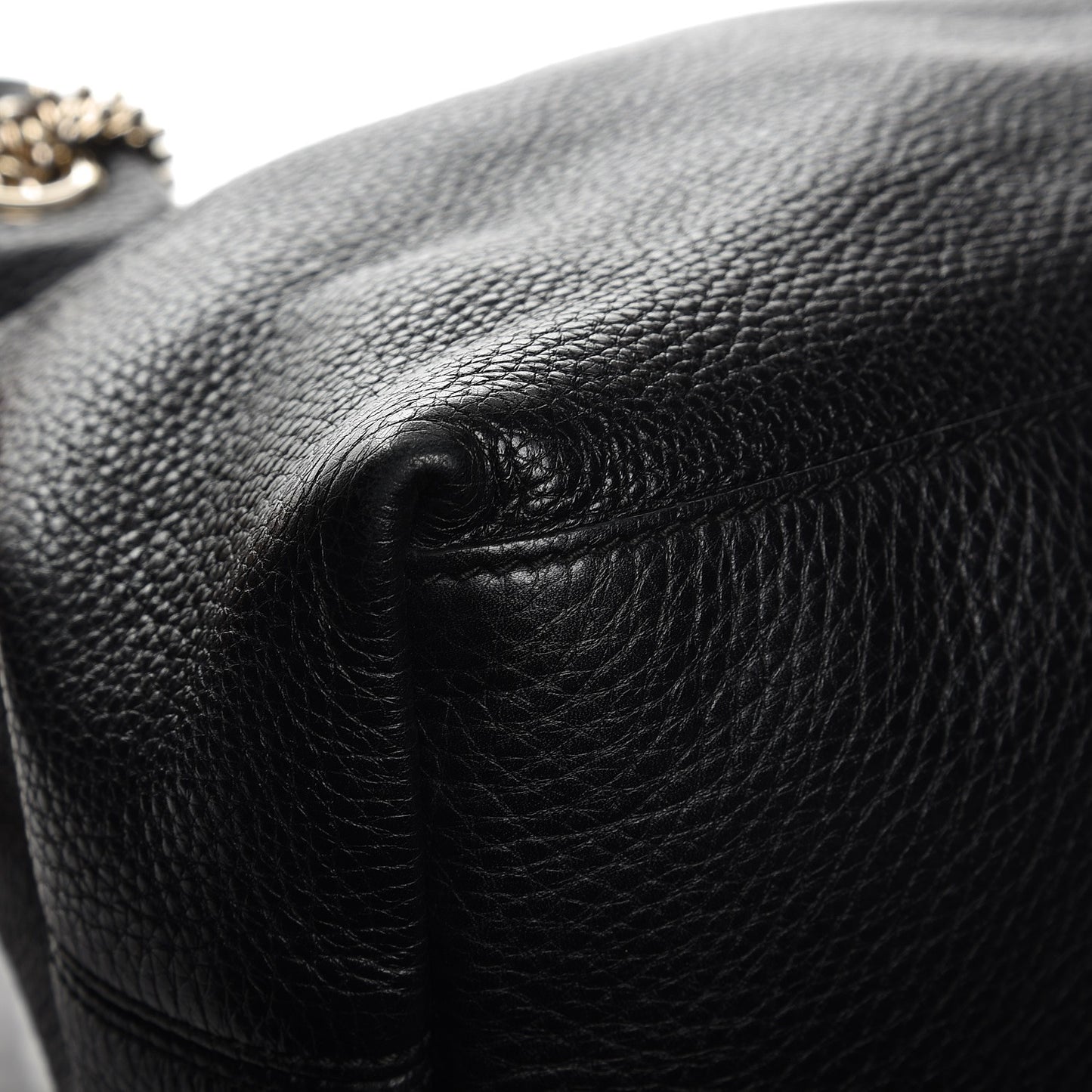 Pebbled Calfskin Medium Soho Chain Shoulder Bag Black