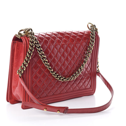 Chanel Aged Glazed Calfskin Quilted Large Boy Flap Red 3 of 10